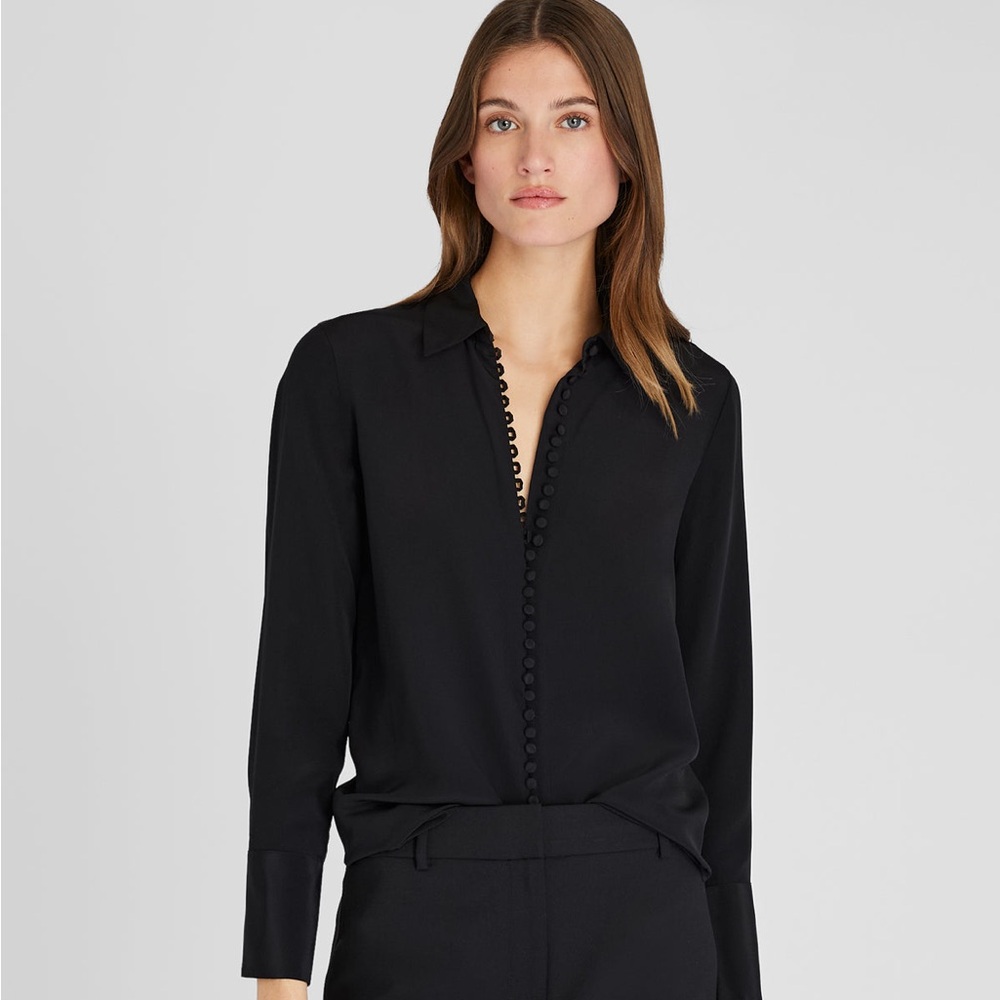 Club Monaco Black Button Blouse